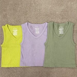 art class Ribbed Tank Tops - Yellow, Purple, Green